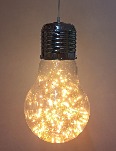 Đèn thả thủy tinh đơn TH251A, đèn led dây thần kinh hình bóng đèn trắng trong, tích hợp led ánh sáng vàng, KT(mm): 280x470